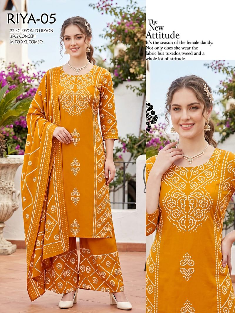Amrah Tlc Vol 196 Rayon Kurti Pant Dupatta Set