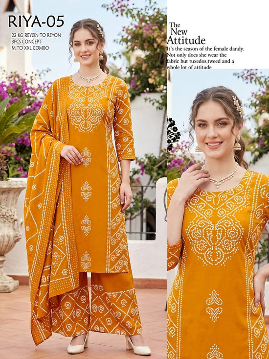 Amrah Tlc Vol 196 Rayon Kurti Pant Dupatta Set