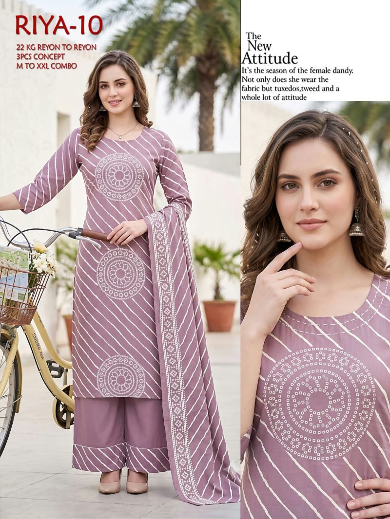 Amrah Tlc Vol 196 Rayon Kurti Pant Dupatta Set