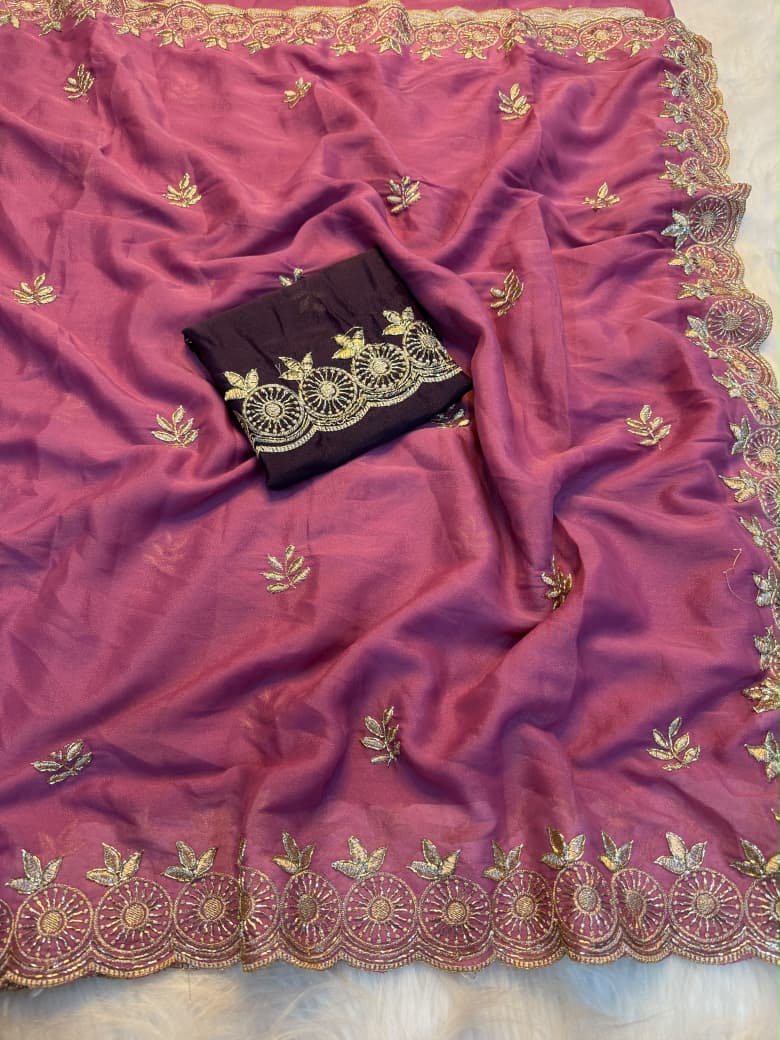 Amrah Wholesale Tripati Ah Star Georgette Embroidered Saree