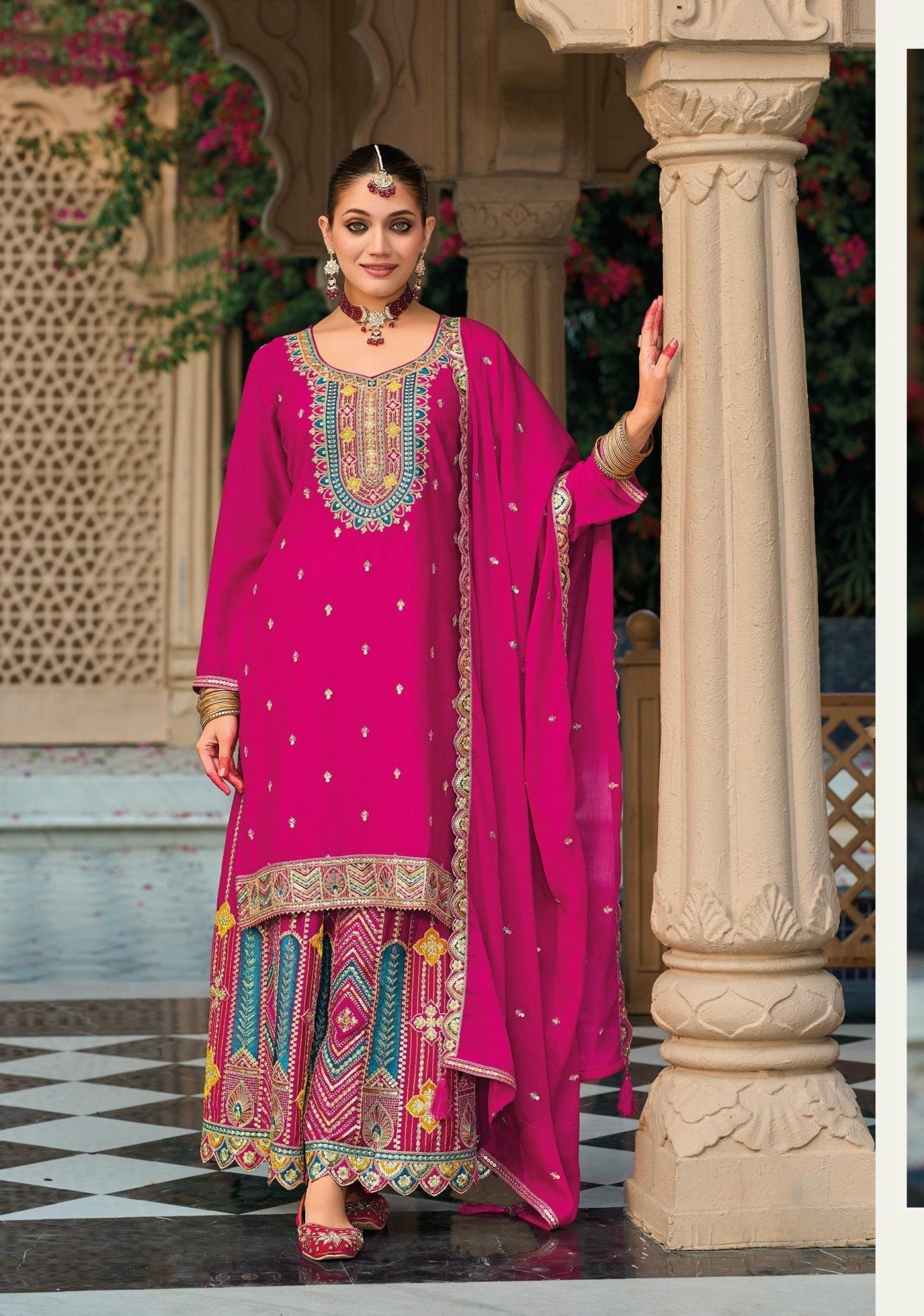 Amrah Wholesale 1806 Master Colors A To D Chinon Pakistani Suit - Amrah Wholesale
