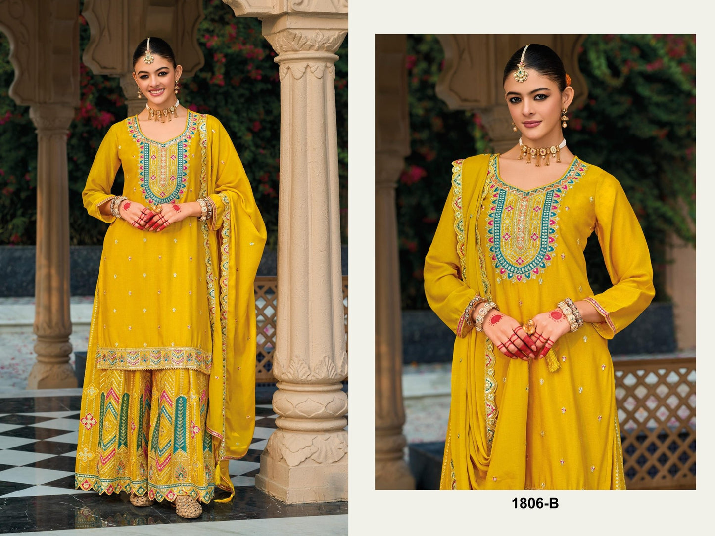 Amrah Wholesale 1806 Master Colors A To D Chinon Pakistani Suit - Amrah Wholesale