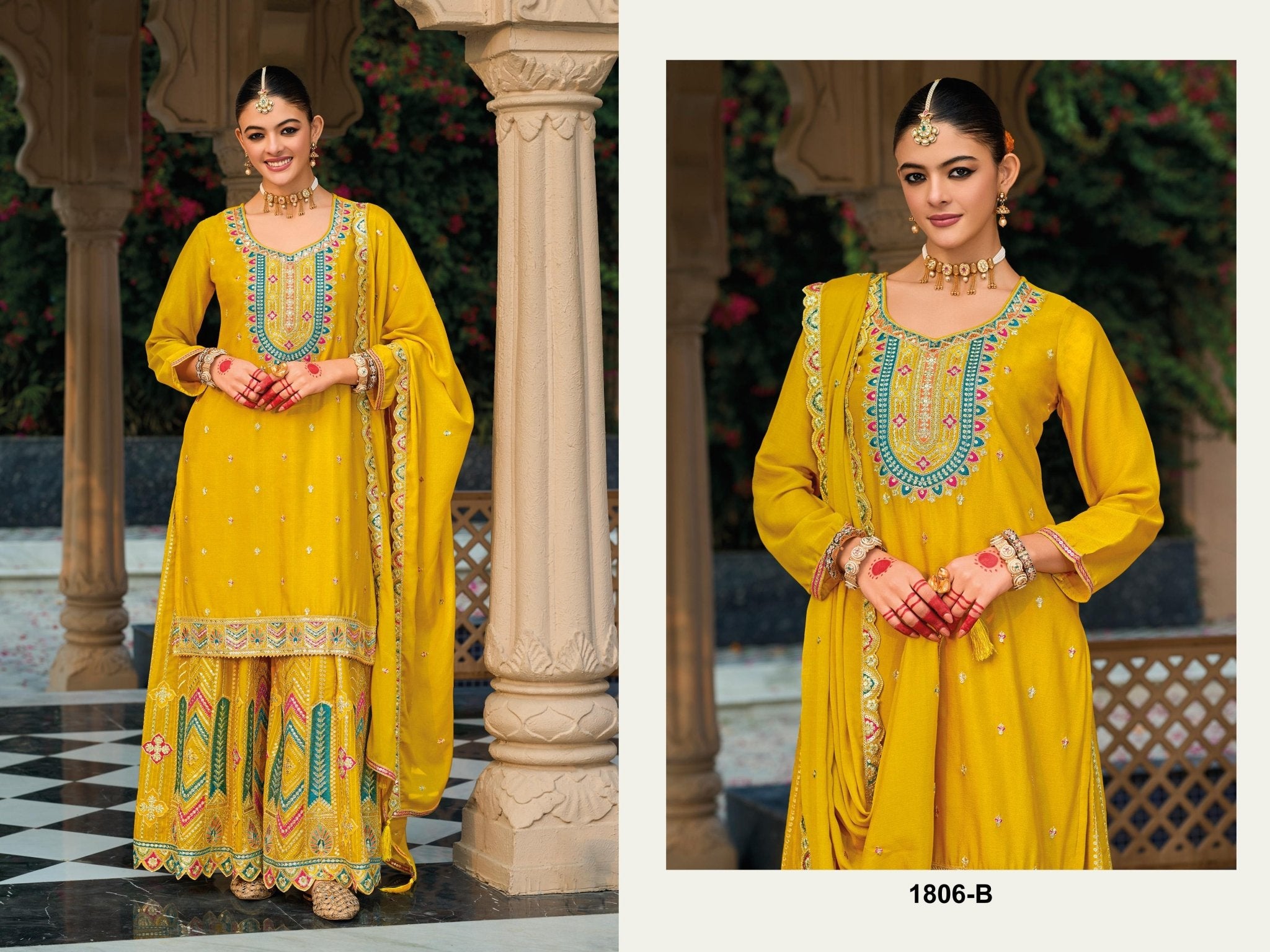 Amrah Wholesale 1806 Master Colors A To D Chinon Pakistani Suit - Amrah Wholesale