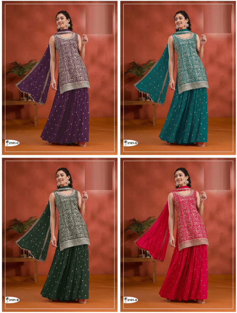 Amrah Wholesale 2101 A To D Master Colors Georgette Embroidered Semi Stitched Salwar Kameez - Amrah Wholesale
