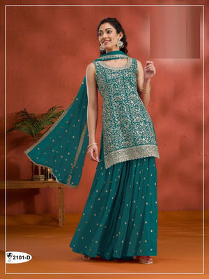 Amrah Wholesale 2101 A To D Master Colors Georgette Embroidered Semi Stitched Salwar Kameez - Amrah Wholesale