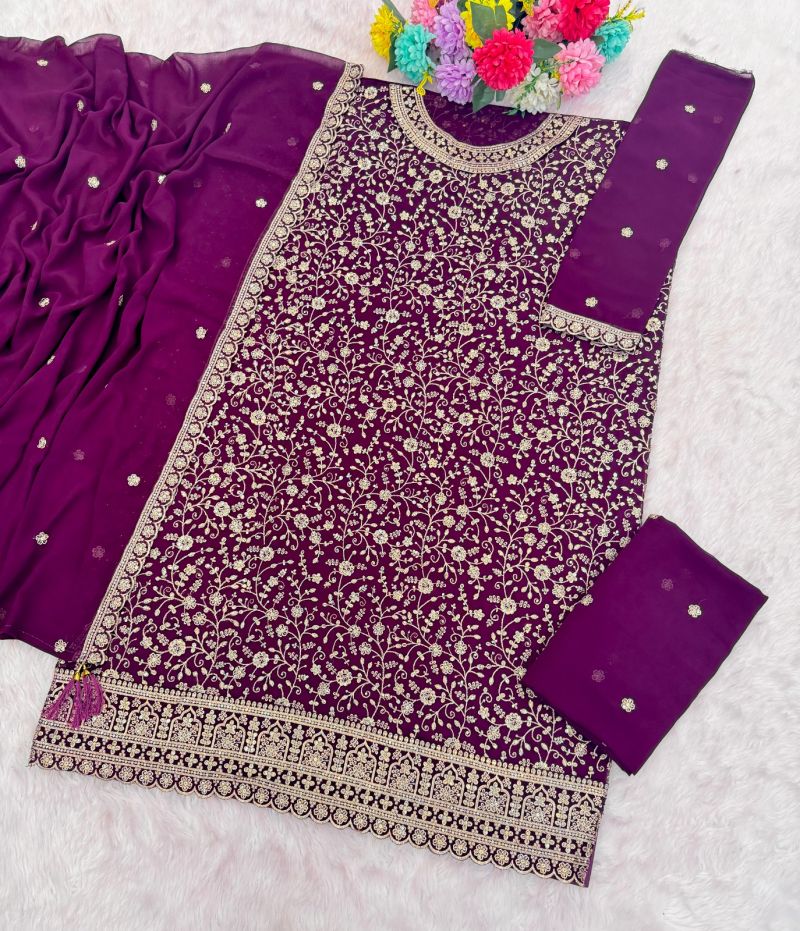 Amrah Wholesale 2101 A To D Master Colors Georgette Embroidered Semi Stitched Salwar Kameez - Amrah Wholesale
