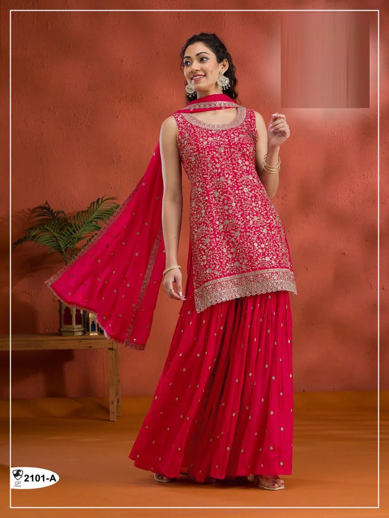 Amrah Wholesale 2101 A To D Master Colors Georgette Embroidered Semi Stitched Salwar Kameez - Amrah Wholesale