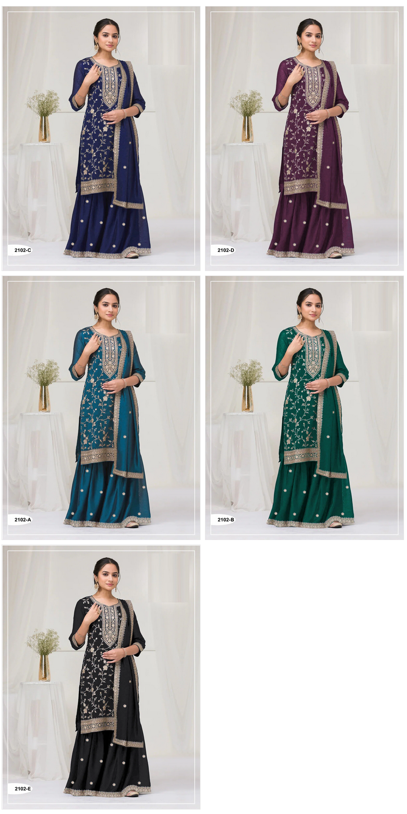 Amrah Wholesale 2102 Master Colors A To E Vichitra Dress Material