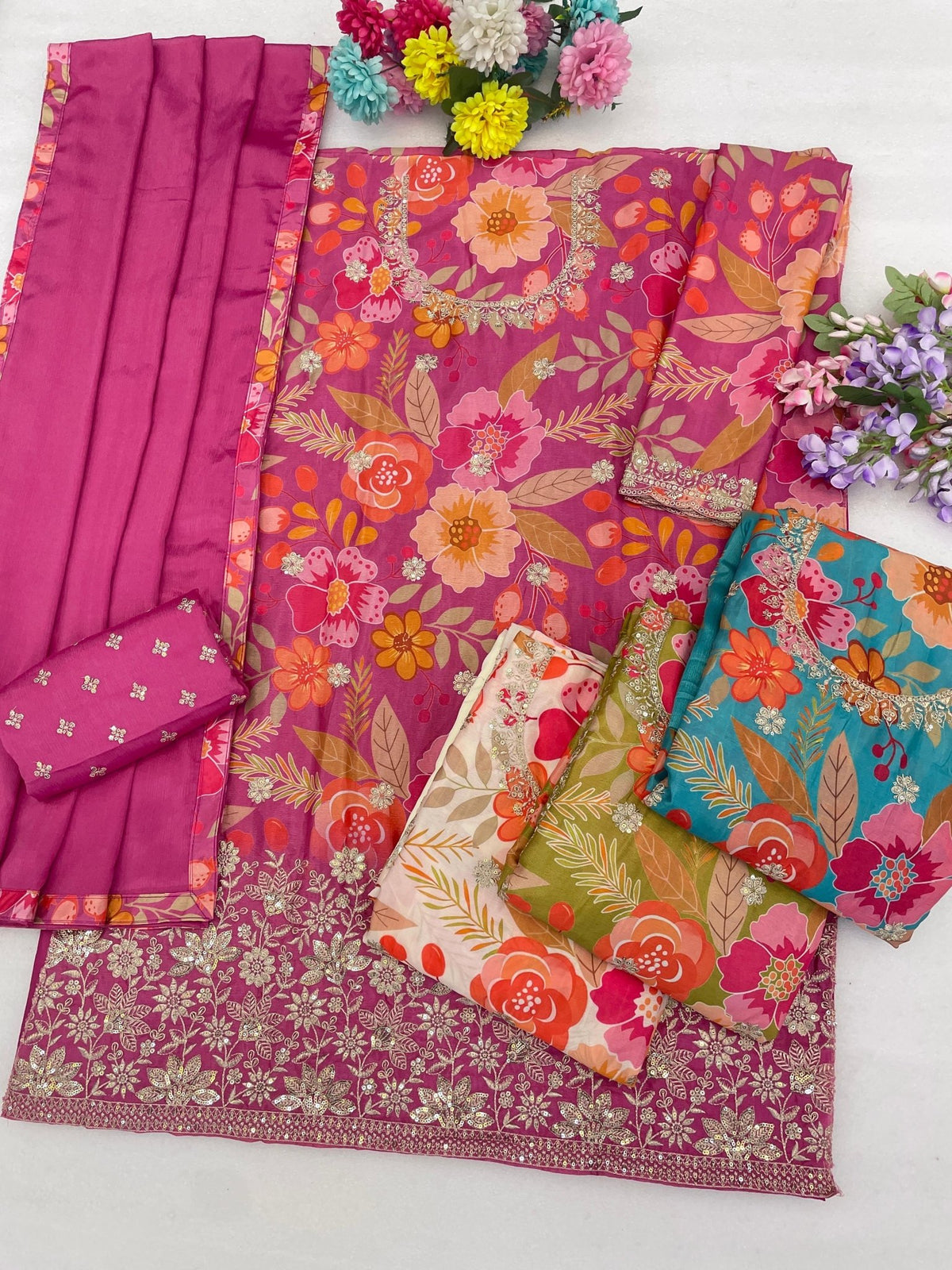 Amrah Wholesale 2114 Master Colors Chinon Dress Material - Amrah Wholesale