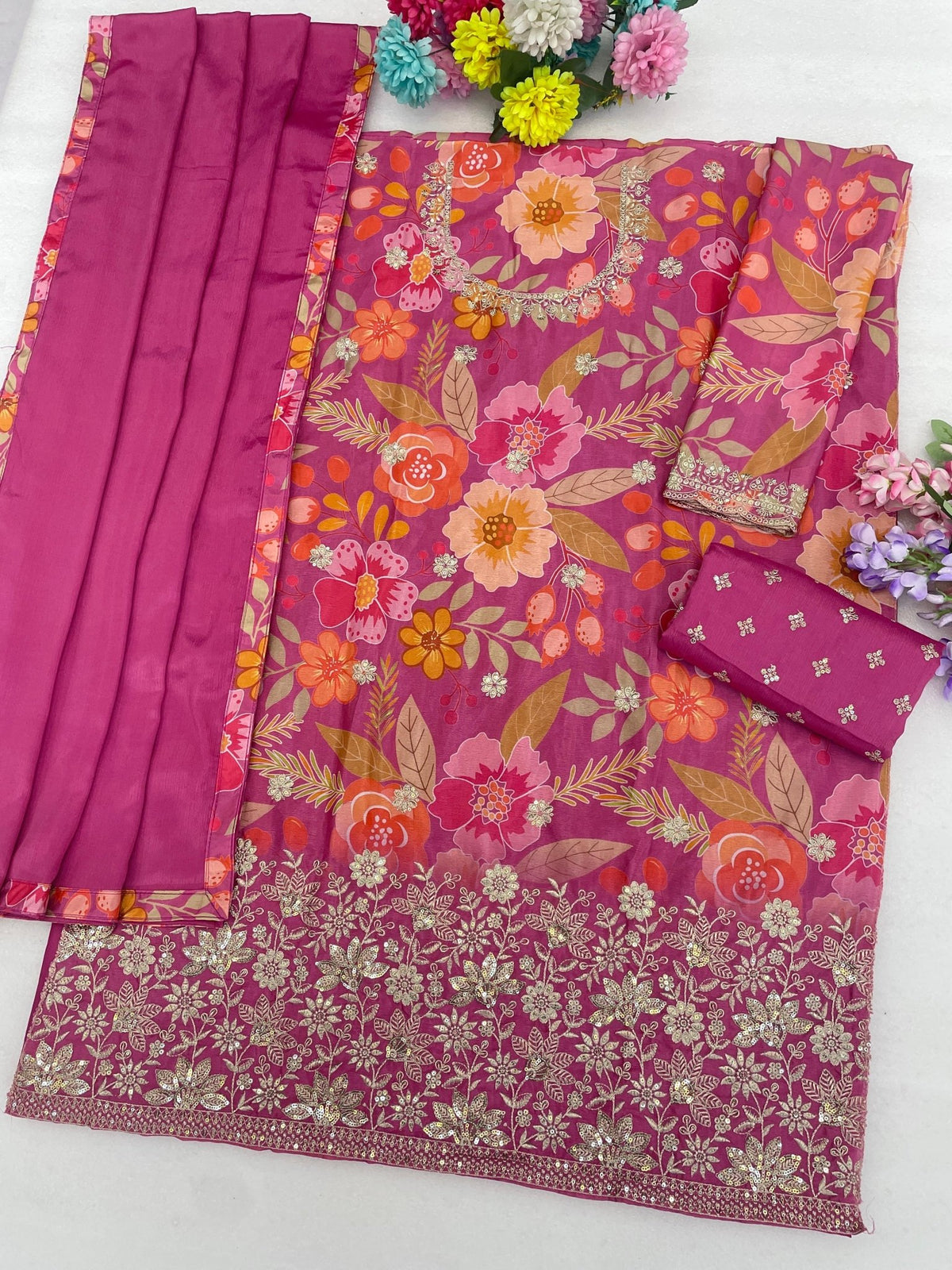 Amrah Wholesale 2114 Master Colors Chinon Dress Material - Amrah Wholesale