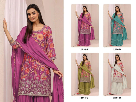 Amrah Wholesale 2114 Master Colors Chinon Dress Material - Amrah Wholesale