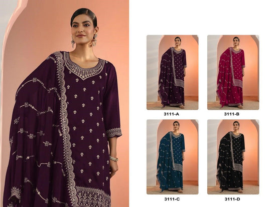 Amrah Wholesale 3111 Master Colors A To D Faux Georgette Dress Material