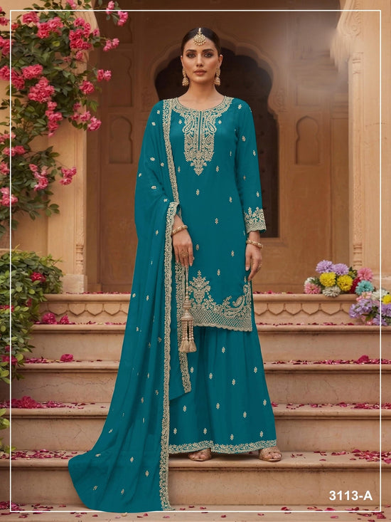 Amrah Wholesale 3113 Master Colors Faux Georgette Embroidered Dress Material - Amrah Wholesale