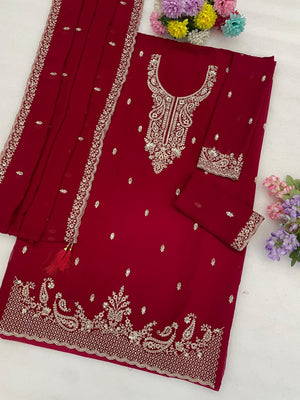 Amrah Wholesale 3113 Master Colors Faux Georgette Embroidered Dress Material - Amrah Wholesale