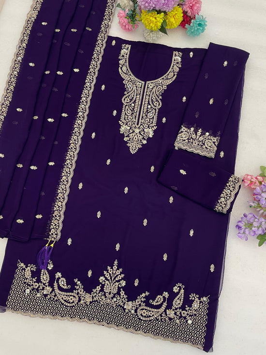 Amrah Wholesale 3113 Master Colors Faux Georgette Embroidered Dress Material - Amrah Wholesale