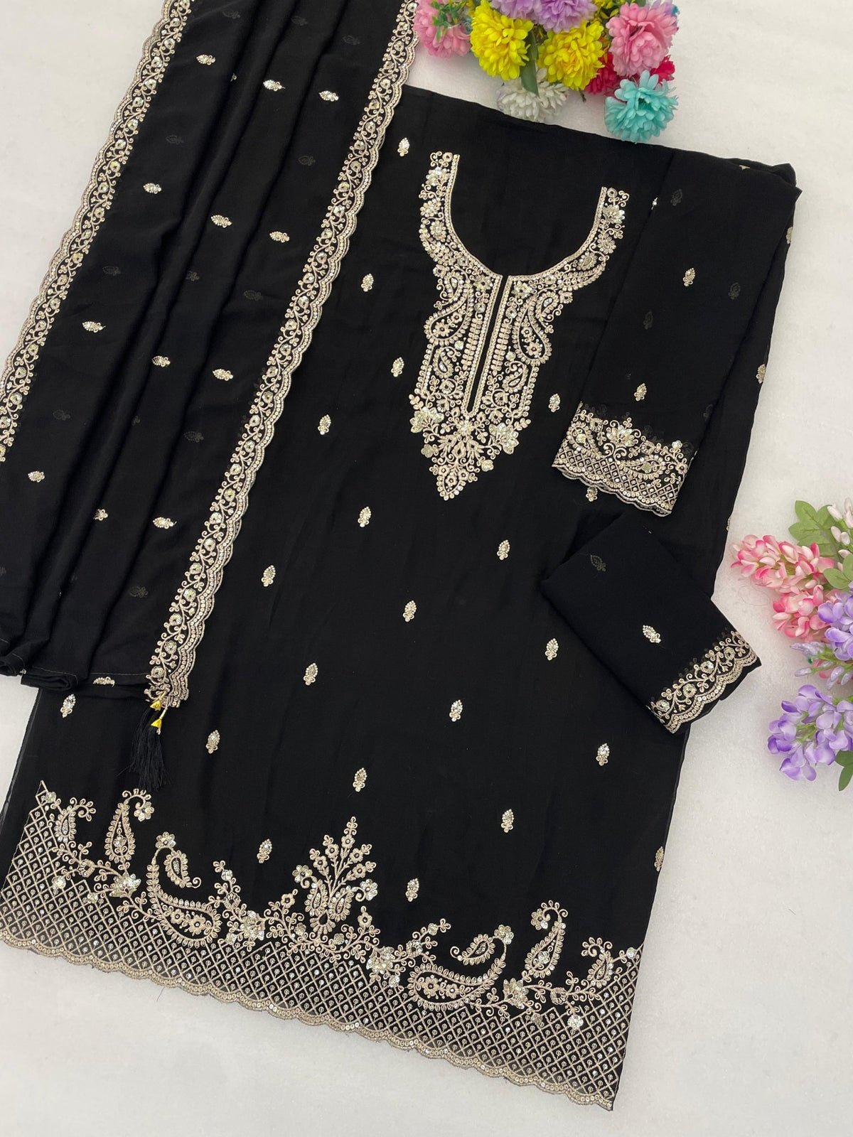 Amrah Wholesale 3113 Master Colors Faux Georgette Embroidered Dress Material - Amrah Wholesale