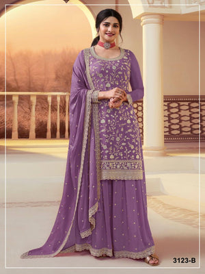Amrah Wholesale 3123 A To D Master Colors Chinon Heavy Embroidered Pakistani Suit Set - Amrah Wholesale