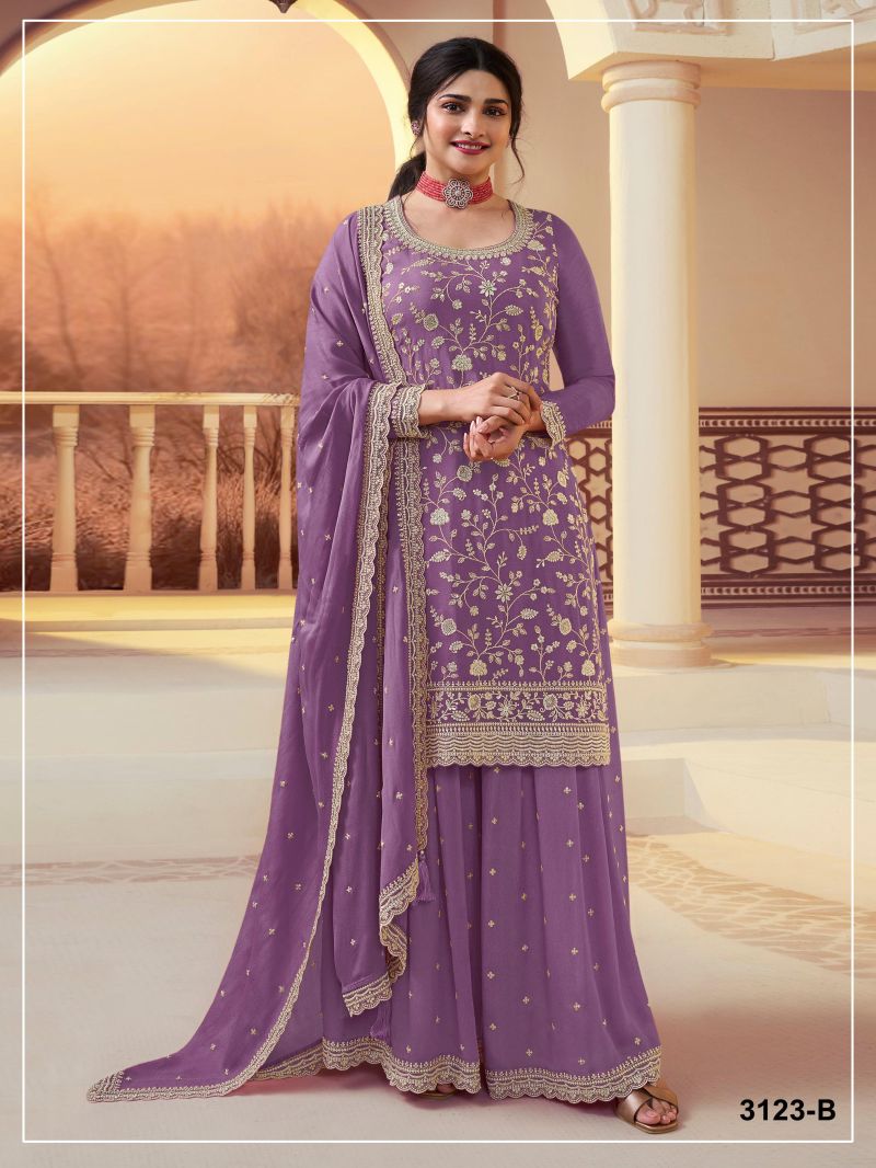Amrah Wholesale 3123 A To D Master Colors Chinon Heavy Embroidered Pakistani Suit Set - Amrah Wholesale