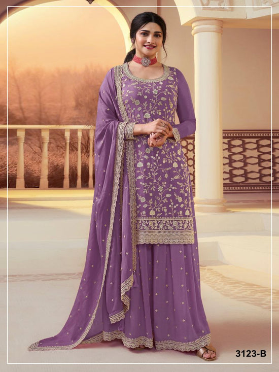 Amrah Wholesale 3123 A To D Master Colors Chinon Heavy Embroidered Pakistani Suit Set - Amrah Wholesale