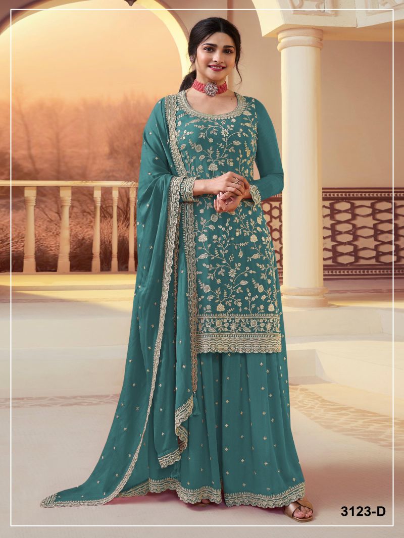 Amrah Wholesale 3123 A To D Master Colors Chinon Heavy Embroidered Pakistani Suit Set - Amrah Wholesale