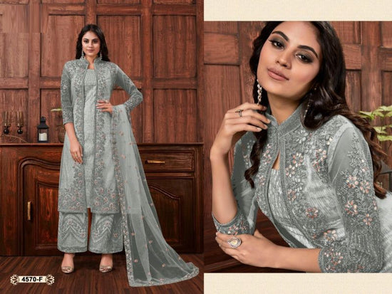 Amrah Wholesale 4570 Master Colors Butterfly Net Embroidered Dress Material