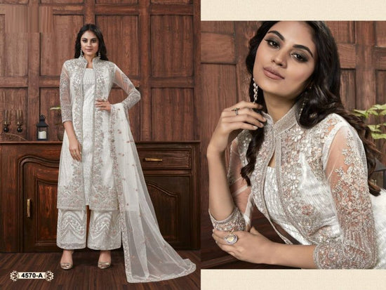 Amrah Wholesale 4570 Master Colors Butterfly Net Embroidered Dress Material