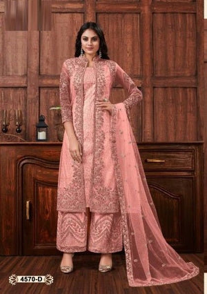 Amrah Wholesale 4570 Master Colors Butterfly Net Embroidered Dress Material - Amrah Wholesale