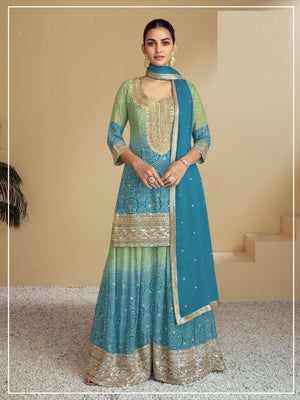 Amrah Wholesale 7483 A To D Master Colors Chinon Digital Printed Embroidered Semi Stitched Salwar Kameez - Amrah Wholesale