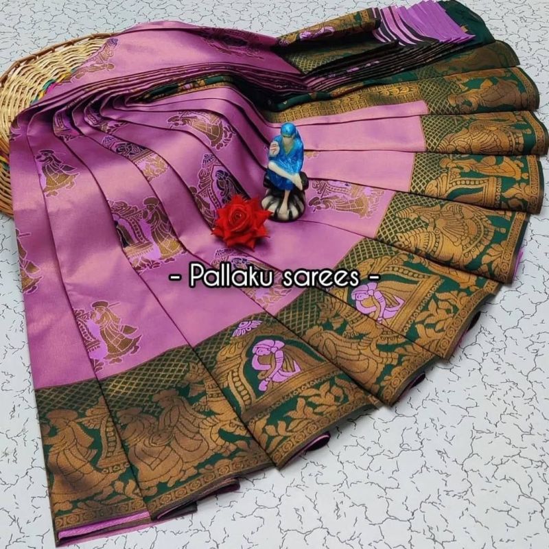 Amrah Wholesale Aab Pallaku Rose Gold Bridal Silk Jacquard Work Saree Collection - Amrah Wholesale