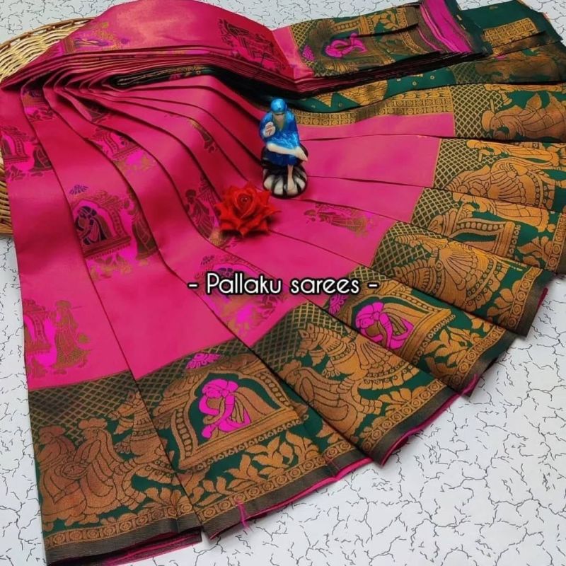 Amrah Wholesale Aab Pallaku Rose Gold Bridal Silk Jacquard Work Saree Collection - Amrah Wholesale