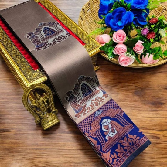 Amrah Wholesale Aab Pallaku Rose Gold Bridal Silk Jacquard Work Saree Collection - Amrah Wholesale