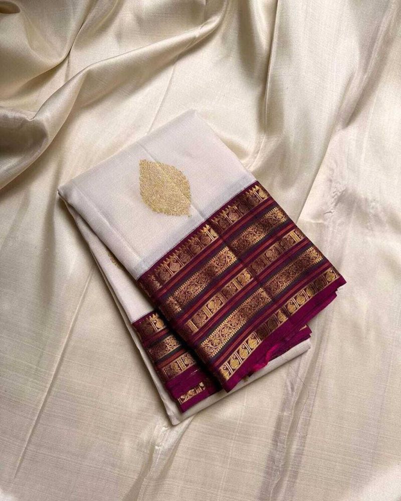 Amrah Wholesale Aab Swet Soft Silk Jacquard Work Saree