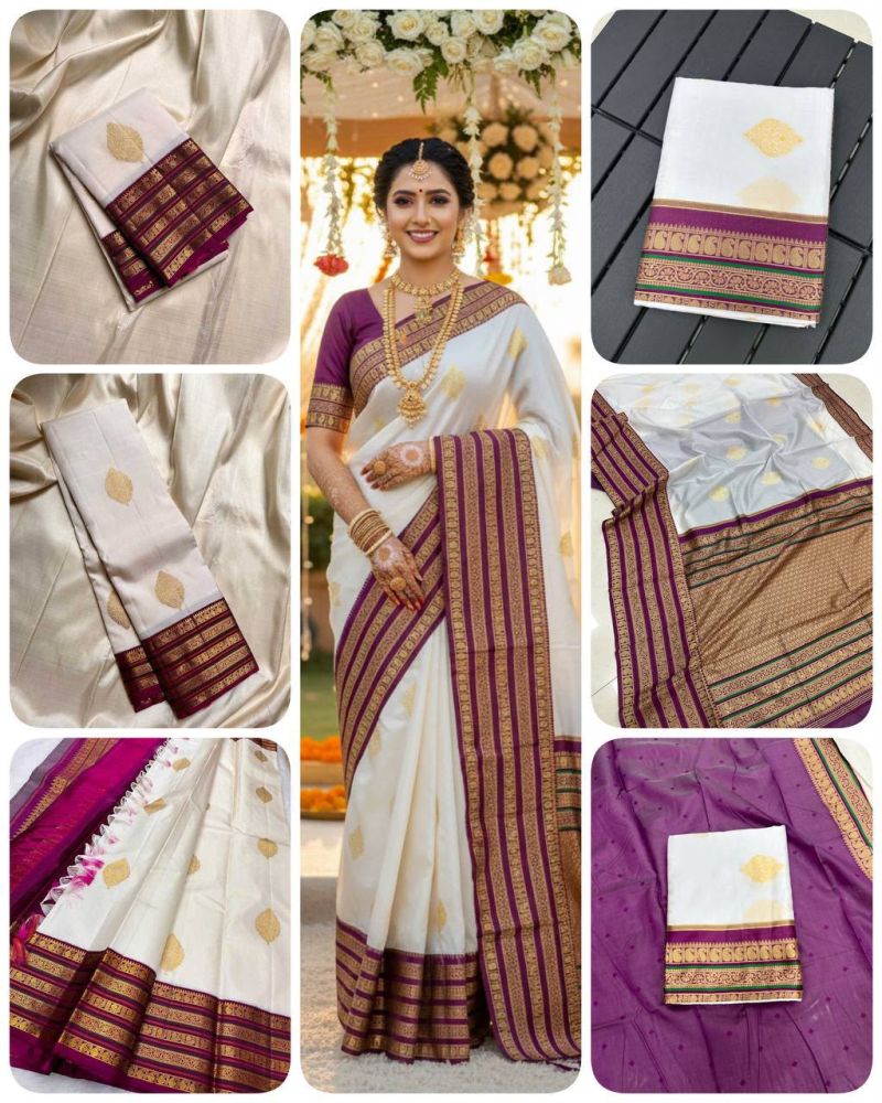Amrah Wholesale Aab Swet Soft Silk Jacquard Work Saree