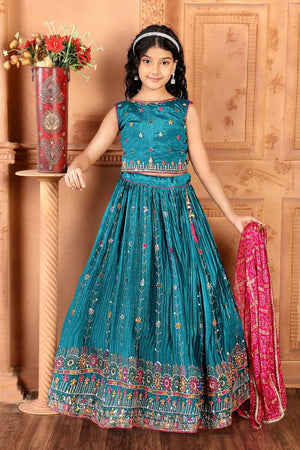 Amrah Wholesale Aaradhna 647 Chinon Silk Kids Lehenga Choli Collection - Amrah Wholesale