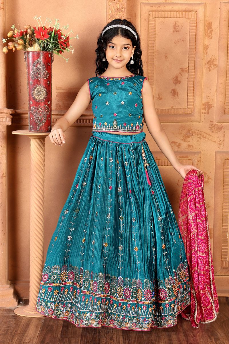 Amrah Wholesale Aaradhna 647 Chinon Silk Kids Lehenga Choli Collection - Amrah Wholesale