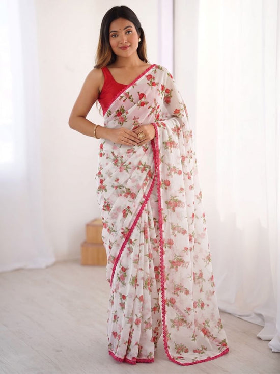 Amrah Wholesale Aarti 5 Chiffon Floral Printed Saree Collection - Amrah Wholesale