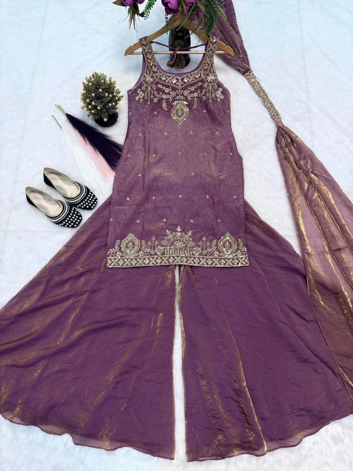 Amrah Wholesale Aarvi 01 Fandy Satin Kurti Pant Dupatta Set - Amrah Wholesale