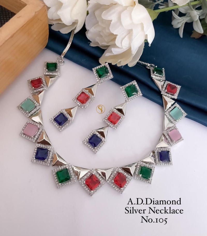 Amrah Wholesale Ad Diamond Fancy Necklace Set 1