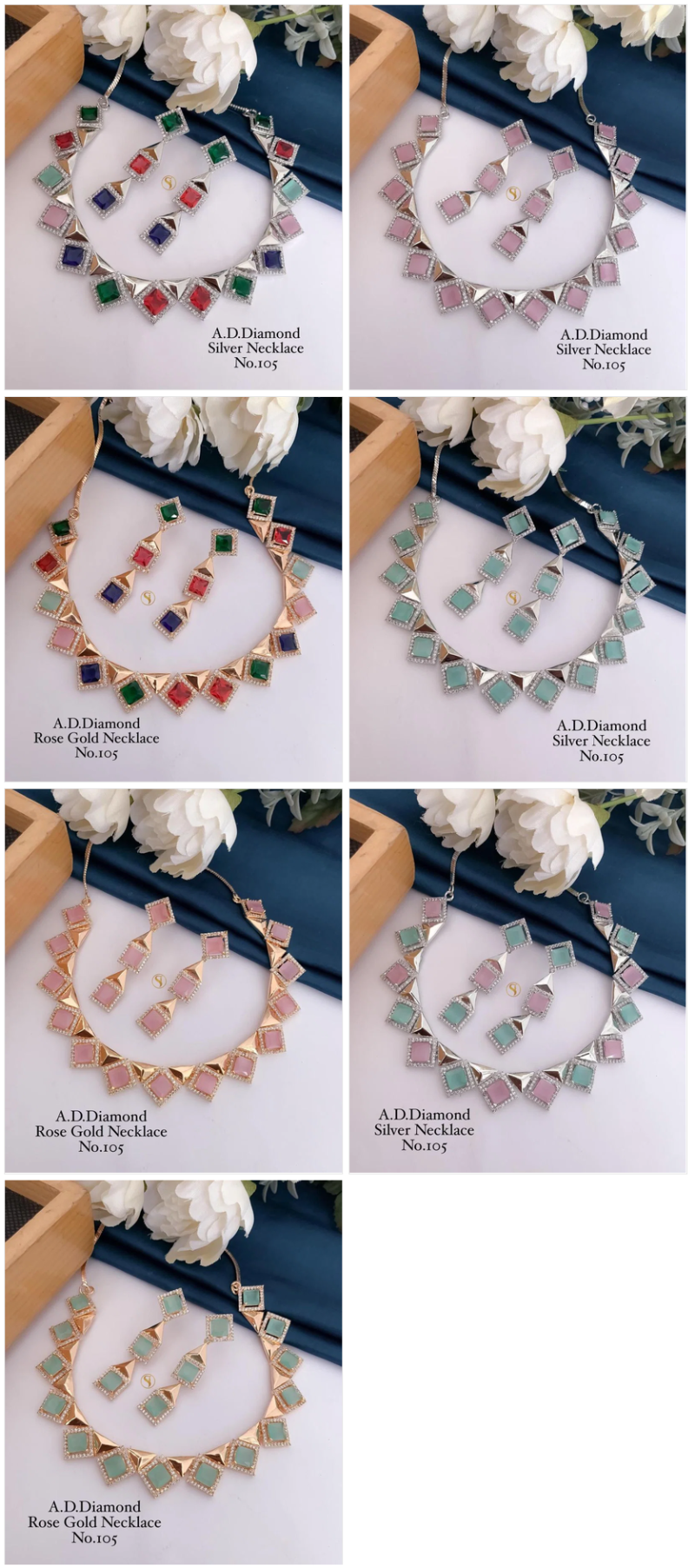 Amrah Wholesale Ad Diamond Fancy Necklace Set 1