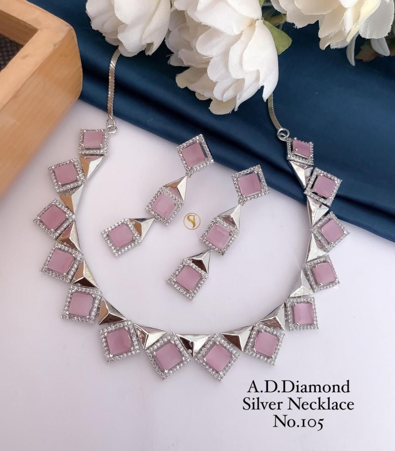 Amrah Wholesale Ad Diamond Fancy Necklace Set 1