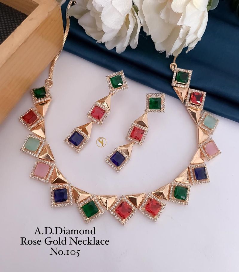 Amrah Wholesale Ad Diamond Fancy Necklace Set 1
