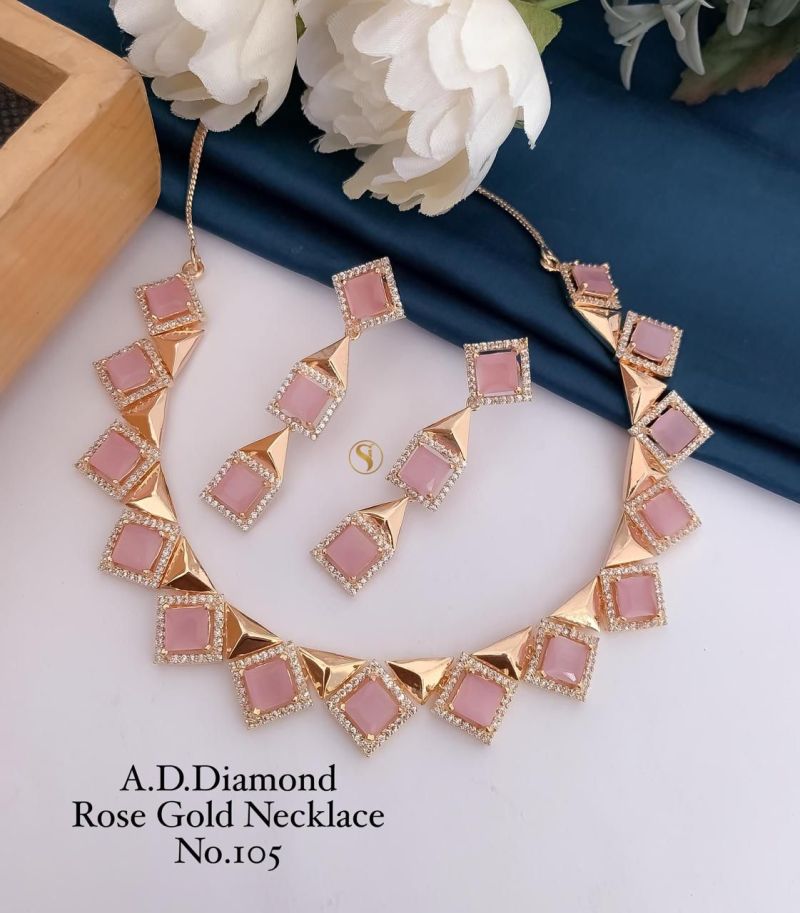 Amrah Wholesale Ad Diamond Fancy Necklace Set 1