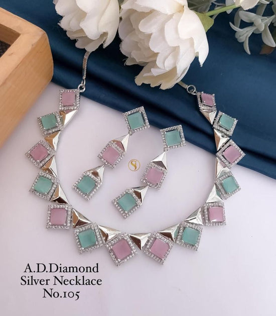 Amrah Wholesale Ad Diamond Fancy Necklace Set 1