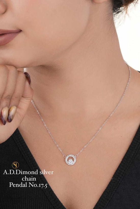 Amrah Wholesale Ad Diamond Golden Chain Pendal Necklace Set
