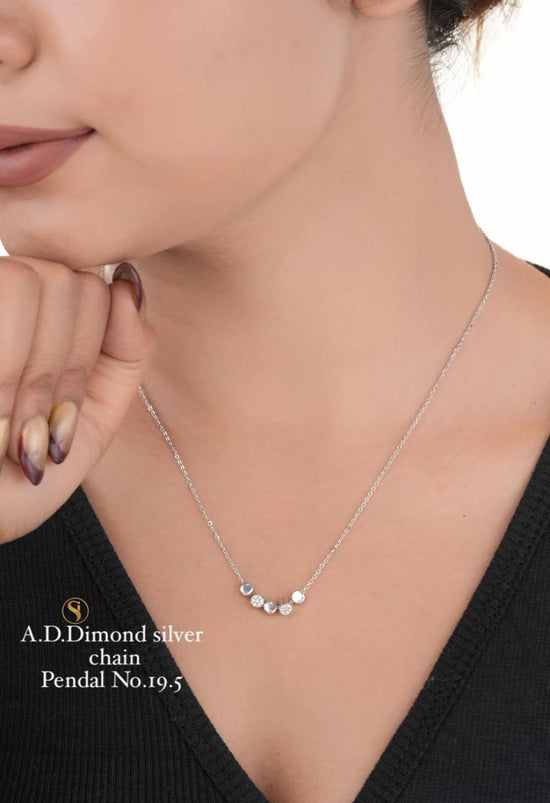 Amrah Wholesale Ad Diamond Golden Chain Pendal Necklace Set