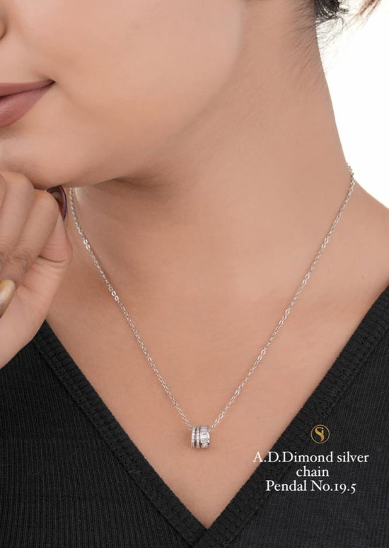 Amrah Wholesale Ad Diamond Golden Chain Pendal Necklace Set