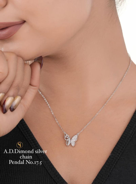 Amrah Wholesale Ad Diamond Golden Chain Pendal Necklace Set