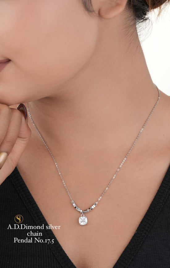 Amrah Wholesale Ad Diamond Golden Chain Pendal Necklace Set