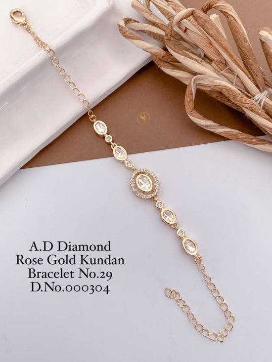 Amrah Wholesale AD Diamond Rose Gold Kundan Bracelet 29 Collection