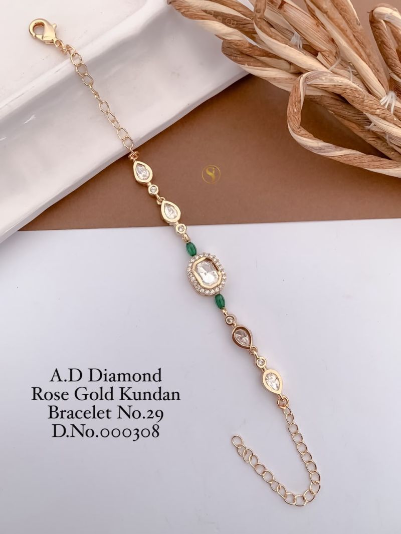 Amrah Wholesale AD Diamond Rose Gold Kundan Bracelet 29 Collection